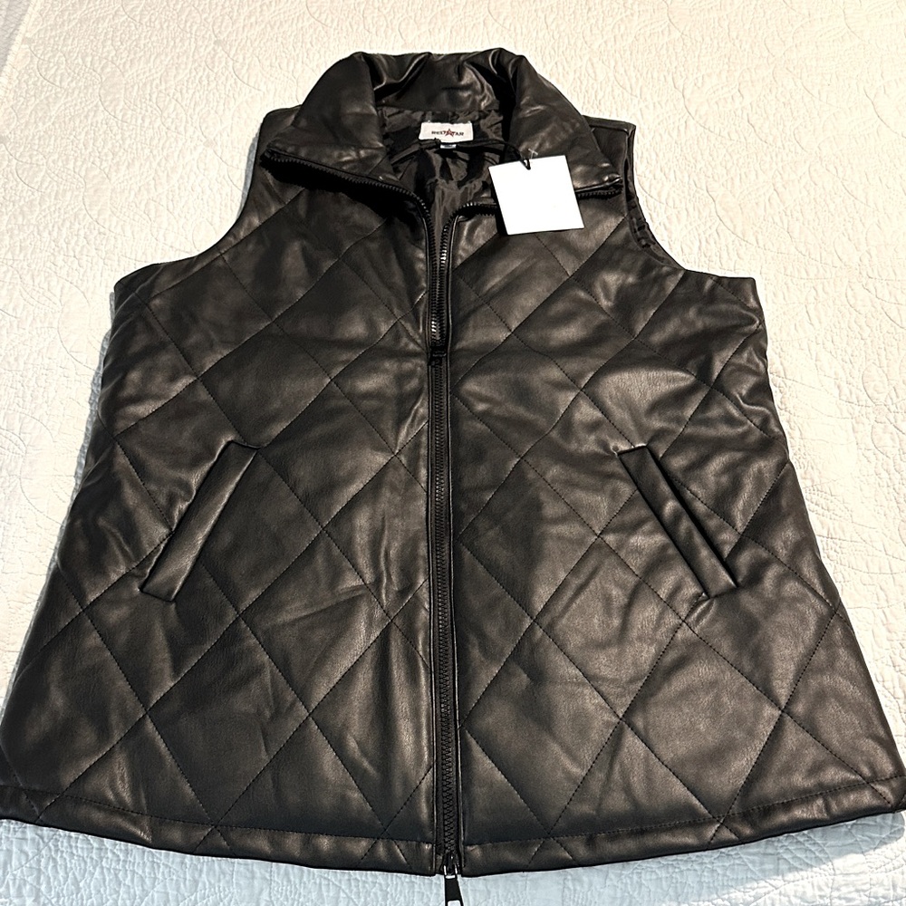 NWT Red Star Faux Leather vest